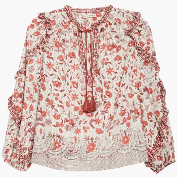 ULLA JOHNSON Azalea Blouse in Cream Floral - Picture 7 of 16